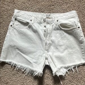 Agolde Parker Long White Jean Shorts